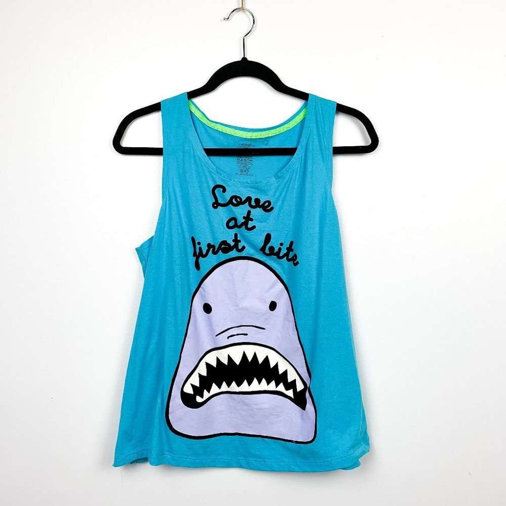 Love at First Bite Shark - Blue Tank Top